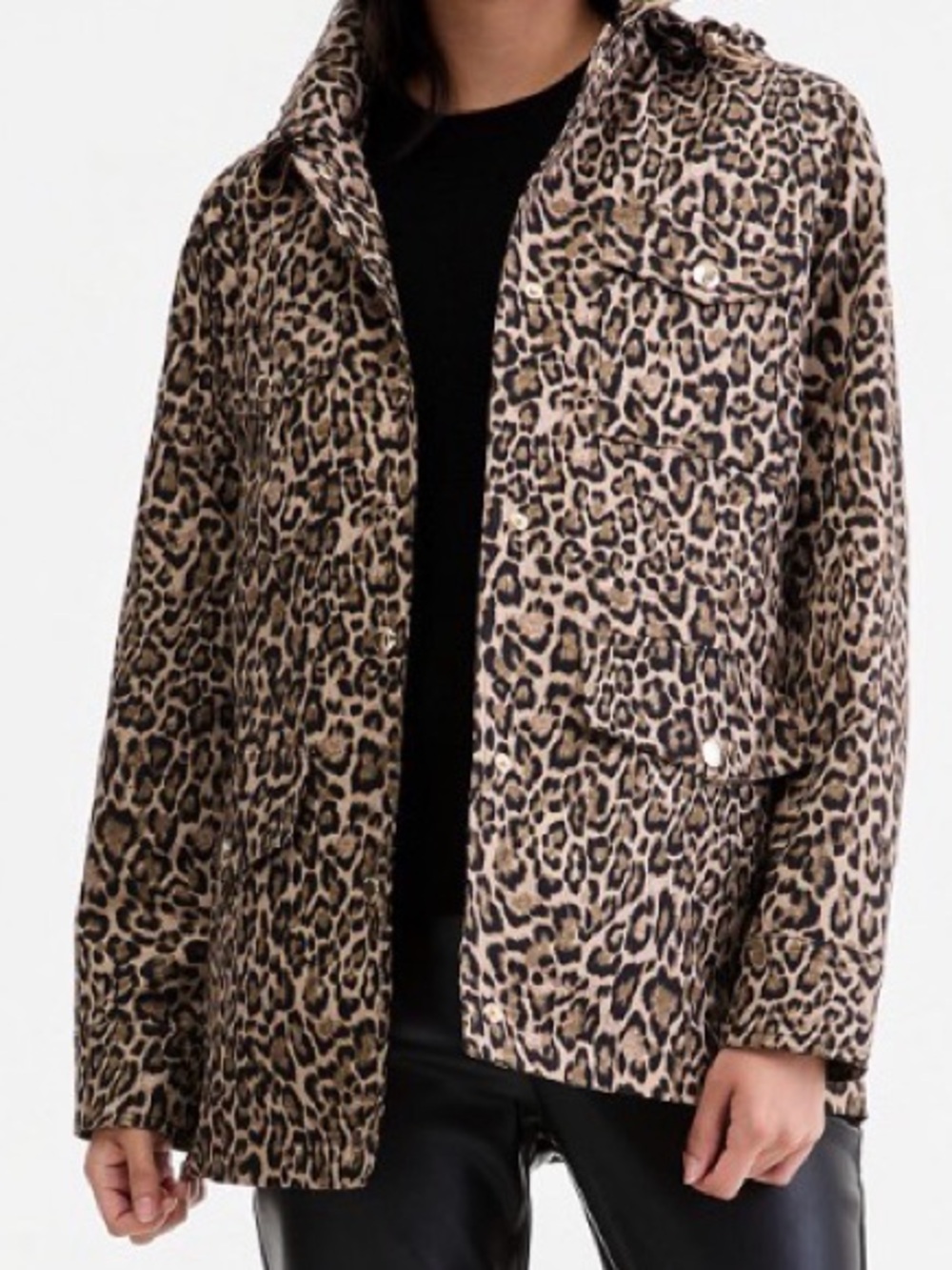 NWT Michael Kors Leopard Print Hooded Anorak Jacket, Size M